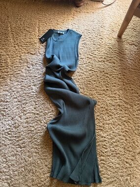 LAmade Ribbed Maxi Dress in Slate Blue